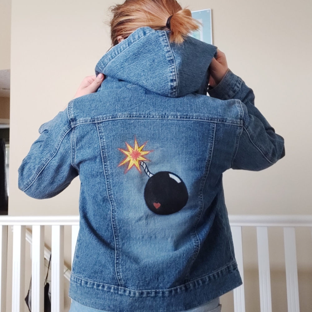 Handpainted Bomb Denim Jacket - Picture 3 of 4